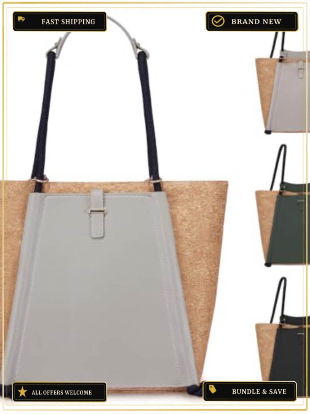 Cork Leather Tote Bag Women Top Handle Handbag Convertible Backpack Purse